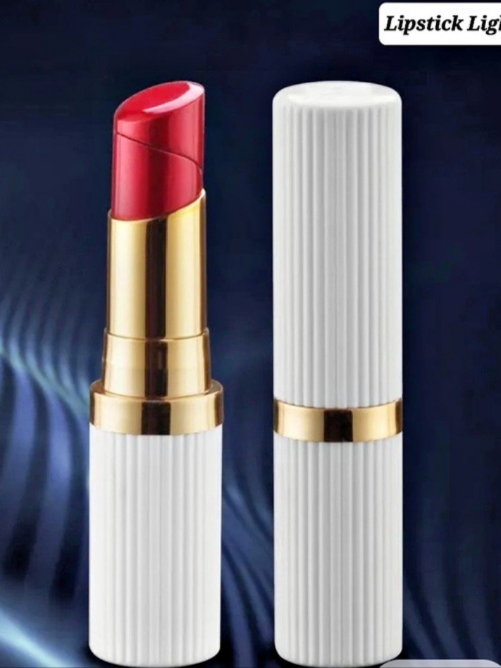 Lipstick-Shaped Lighter White & Gold Or  Blue & White Hearts